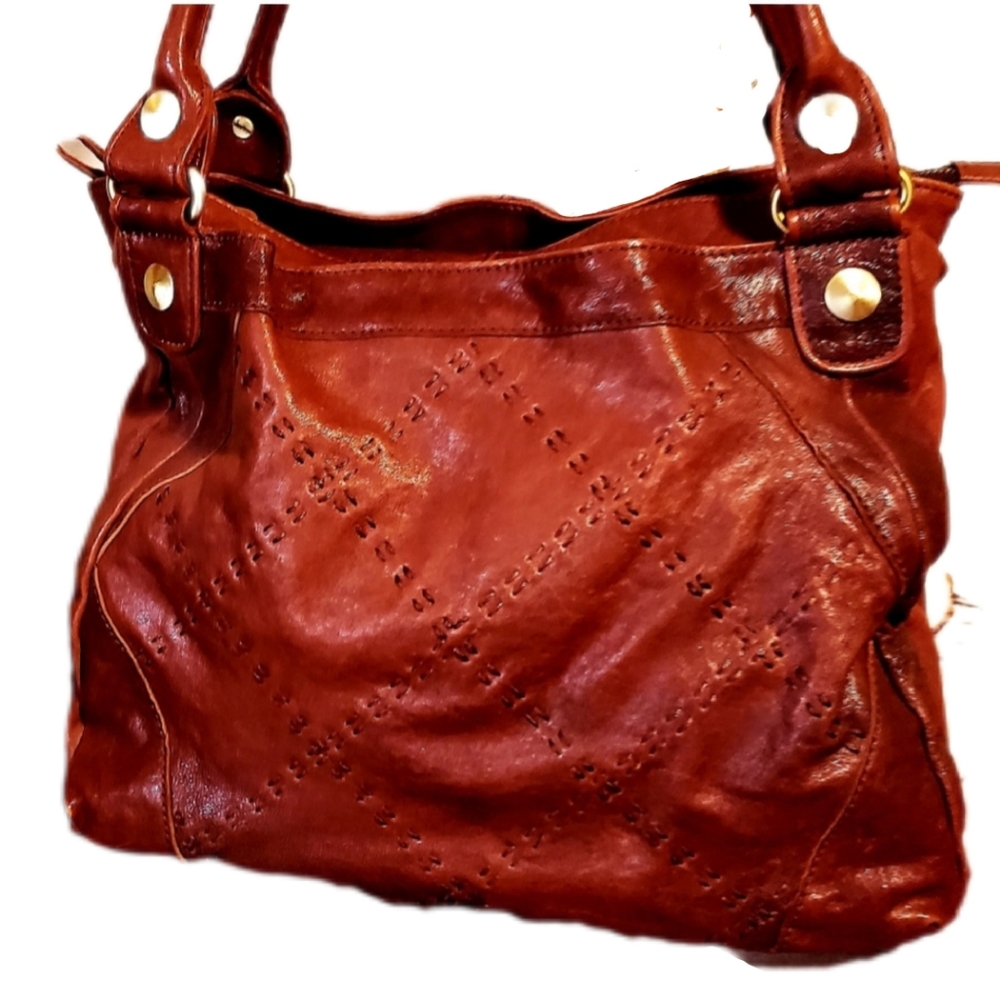 CHOCOLAT BLU Dist. Terra Cotta Brn Leather Handbag-NWOT